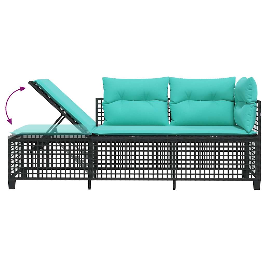 Set divano angolare da giardino a 3 pz con Cuscini in Polyrattan Nero | homemem39
