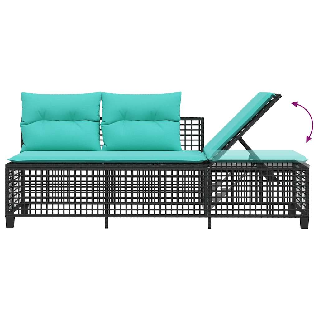 Set divano angolare da giardino a 3 pz con Cuscini in Polyrattan Nero | homemem39