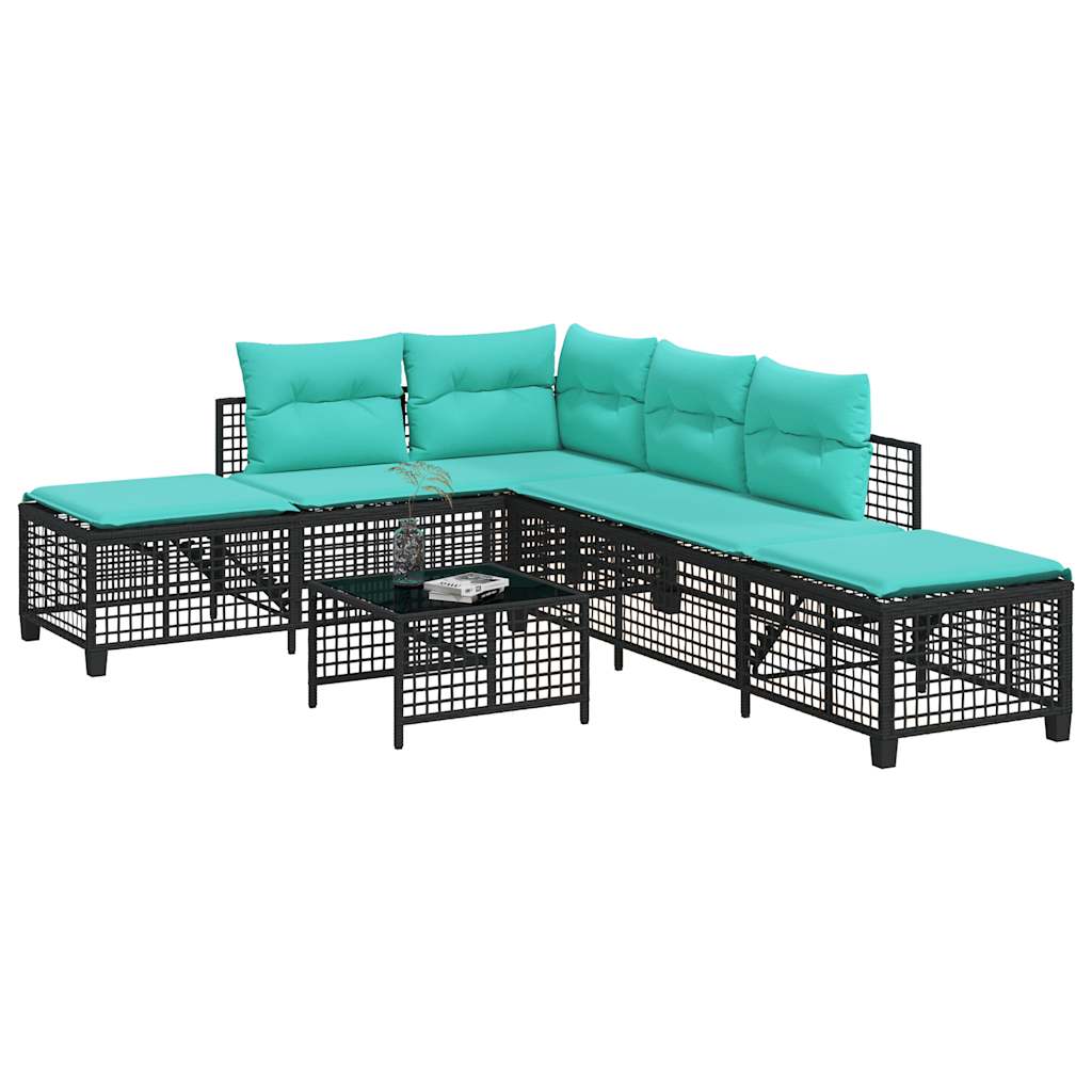 Set divano angolare da giardino a 3 pz con Cuscini in Polyrattan Nero | homemem39