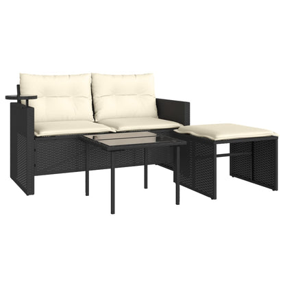 Set Divani da Giardino 3 pz con Cuscini in Polyrattan