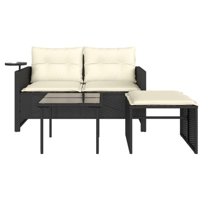 Set Divani da Giardino 3 pz con Cuscini in Polyrattan Nero | homemem39