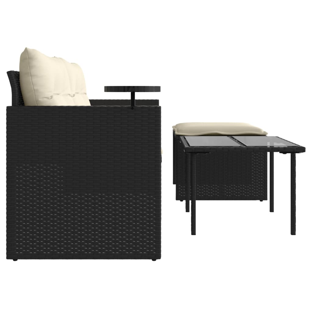 Set Divani da Giardino 3 pz con Cuscini in Polyrattan Nero | homemem39