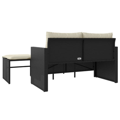 Set Divani da Giardino 3 pz con Cuscini in Polyrattan Nero | homemem39