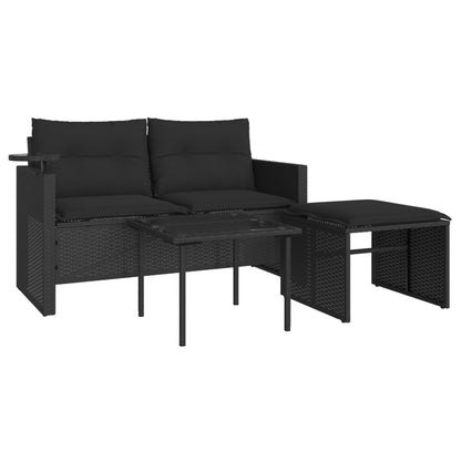 Set Divani da Giardino 3 pz con Cuscini in Polyrattan Nero | homemem39