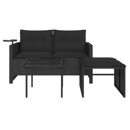 Set Divani da Giardino 3 pz con Cuscini in Polyrattan Nero | homemem39