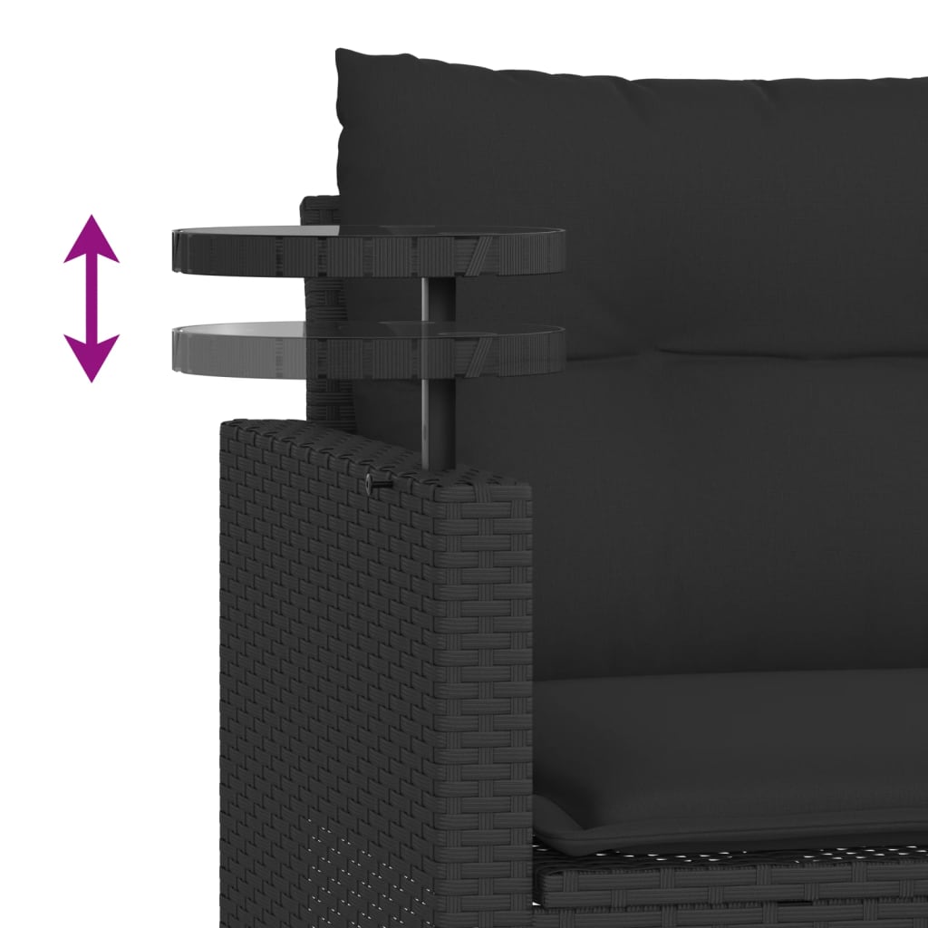 Set Divani da Giardino 3 pz con Cuscini in Polyrattan Nero | homemem39