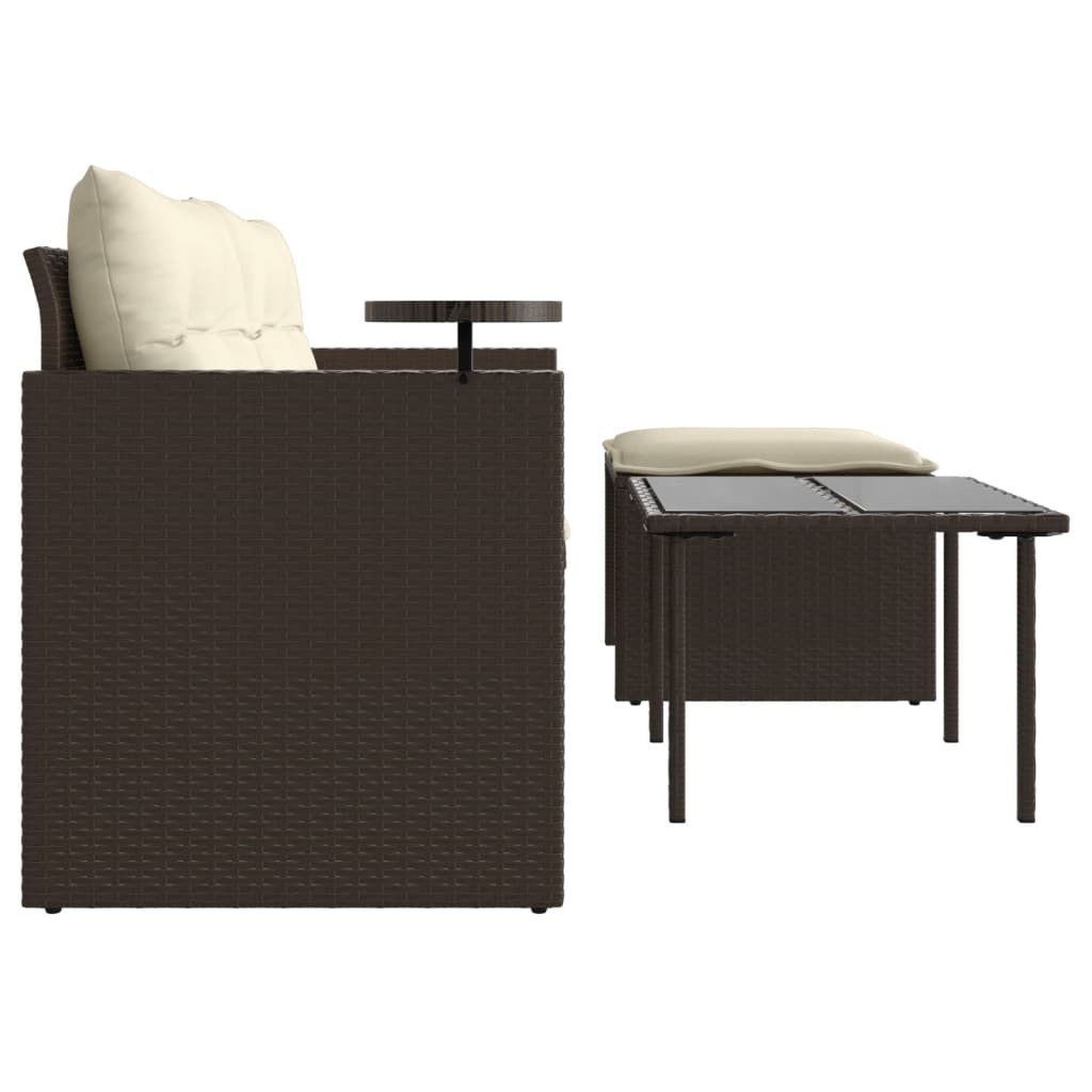 Set Divano da Giardino 3 pz con Cuscini Marrone in Polyrattan | homemem39