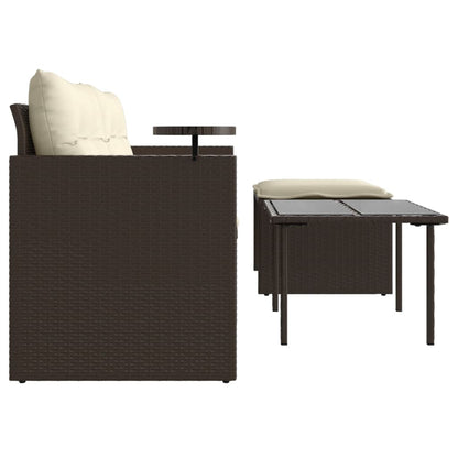 Set Divano da Giardino 3 pz con Cuscini Marrone in Polyrattan | homemem39