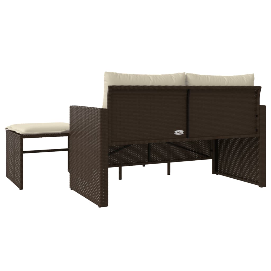 Set Divano da Giardino 3 pz con Cuscini Marrone in Polyrattan | homemem39
