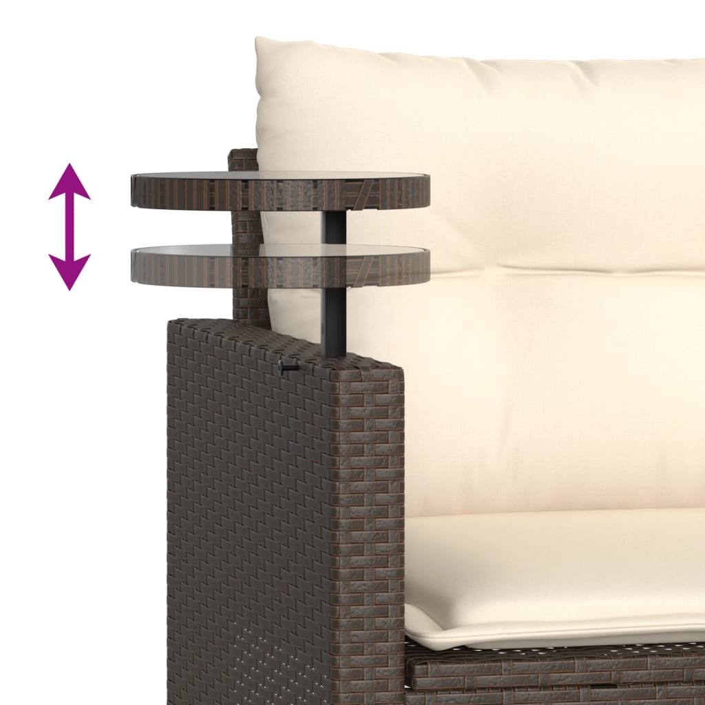 Set Divano da Giardino 3 pz con Cuscini Marrone in Polyrattan | homemem39