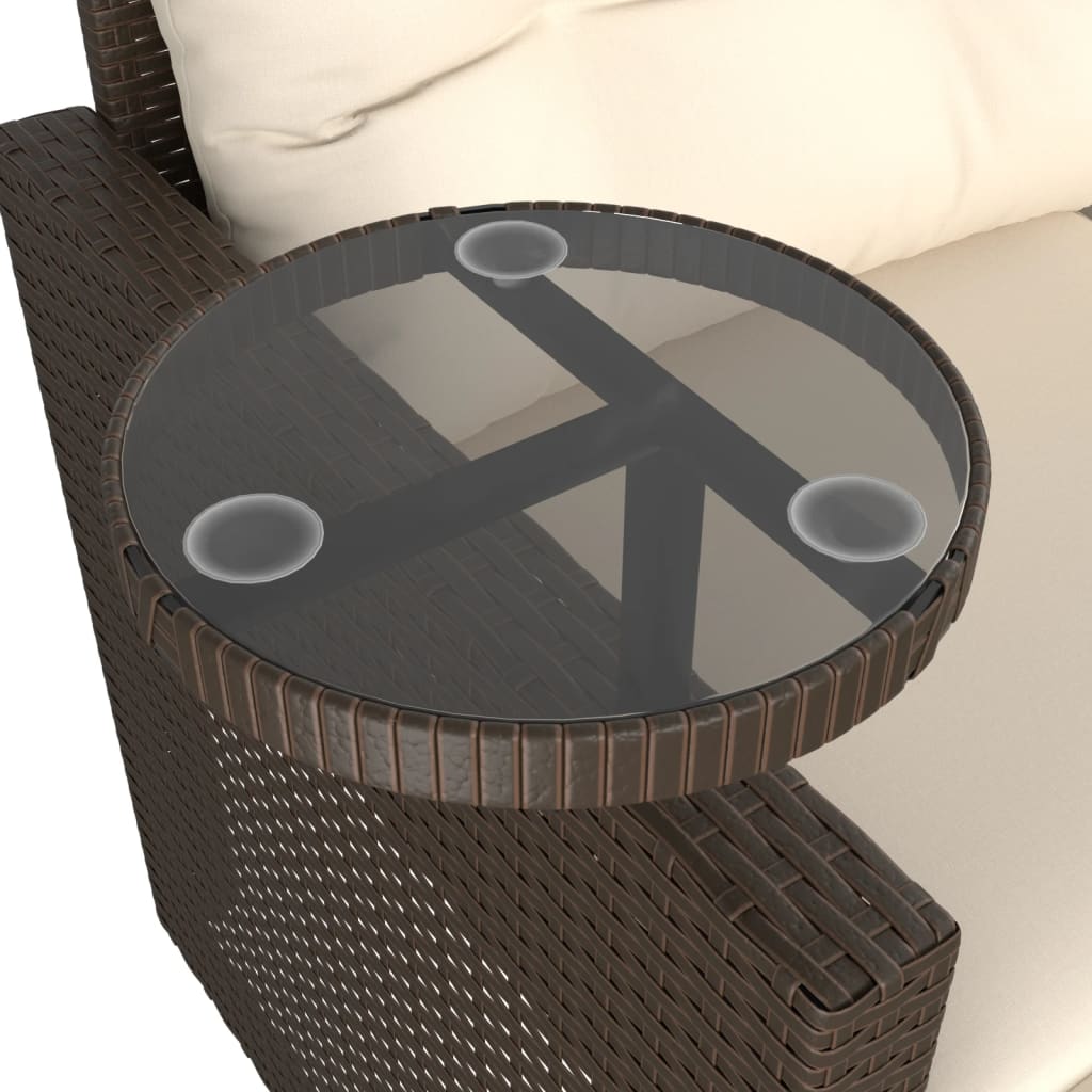 Set Divano da Giardino 3 pz con Cuscini Marrone in Polyrattan