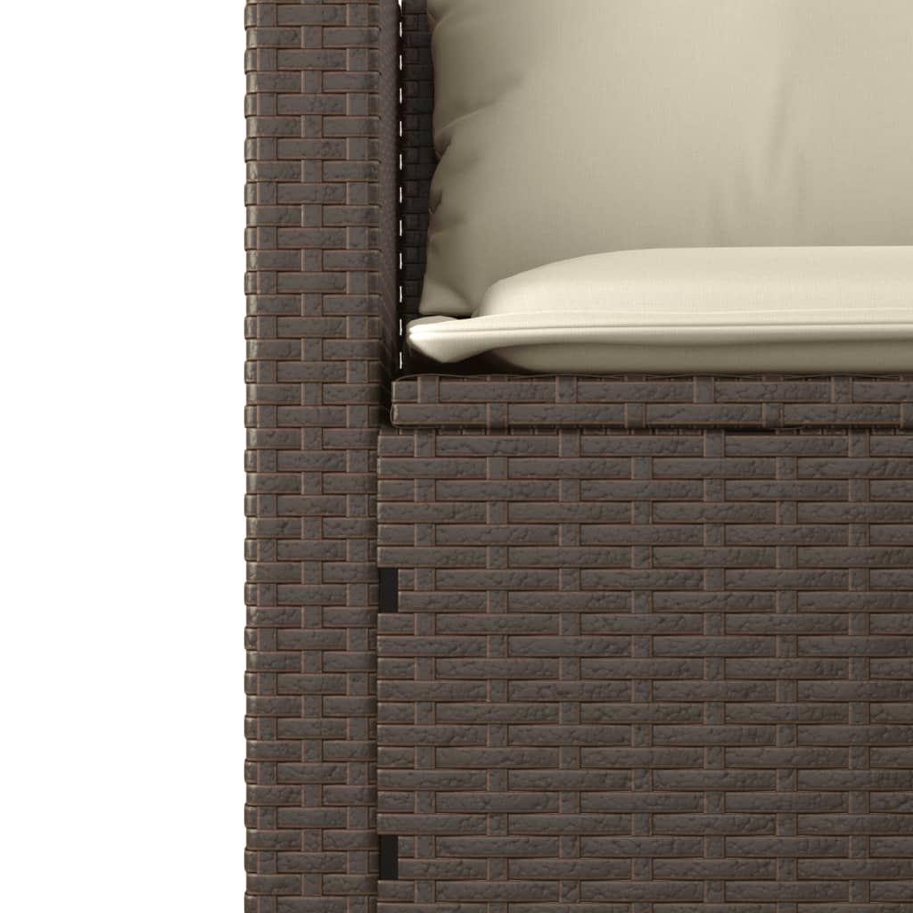 Set Divano da Giardino 3 pz con Cuscini Marrone in Polyrattan | homemem39