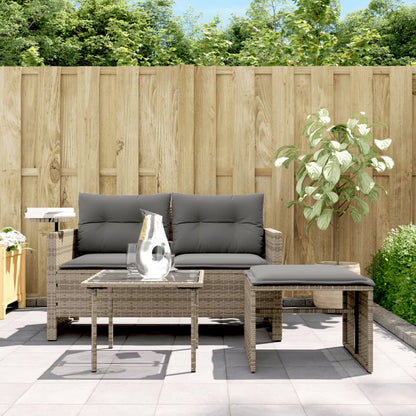 Set Divani da Giardino 3 pz con Cuscini in Polyrattan
