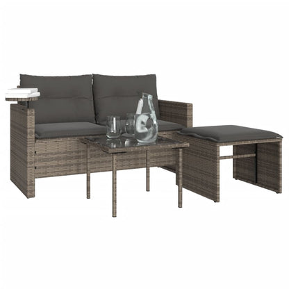 Set Divani da Giardino 3 pz con Cuscini in Polyrattan