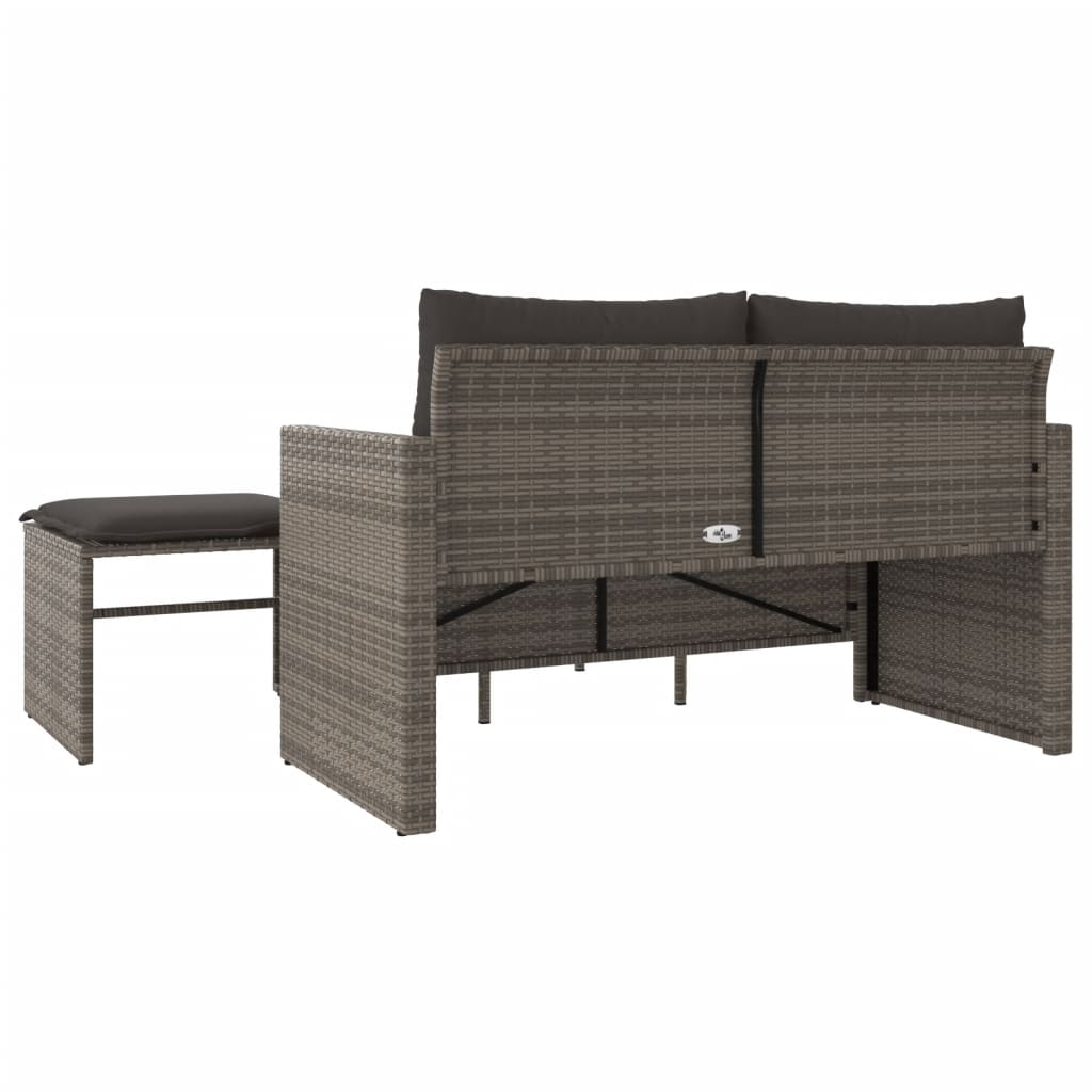 Set Divani da Giardino 3 pz con Cuscini Grigio in Polyrattan | homemem39