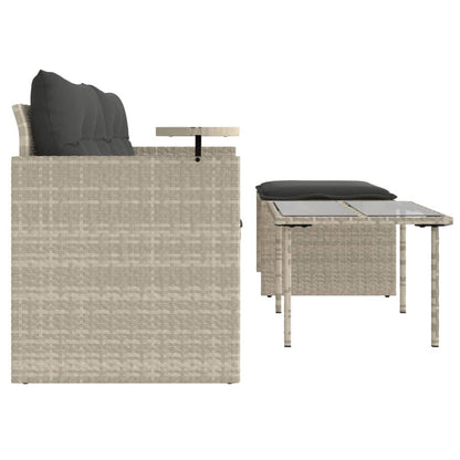 Set Divano da Giardino 3pz con Cuscini Grigio Chiaro Polyrattan | homemem39