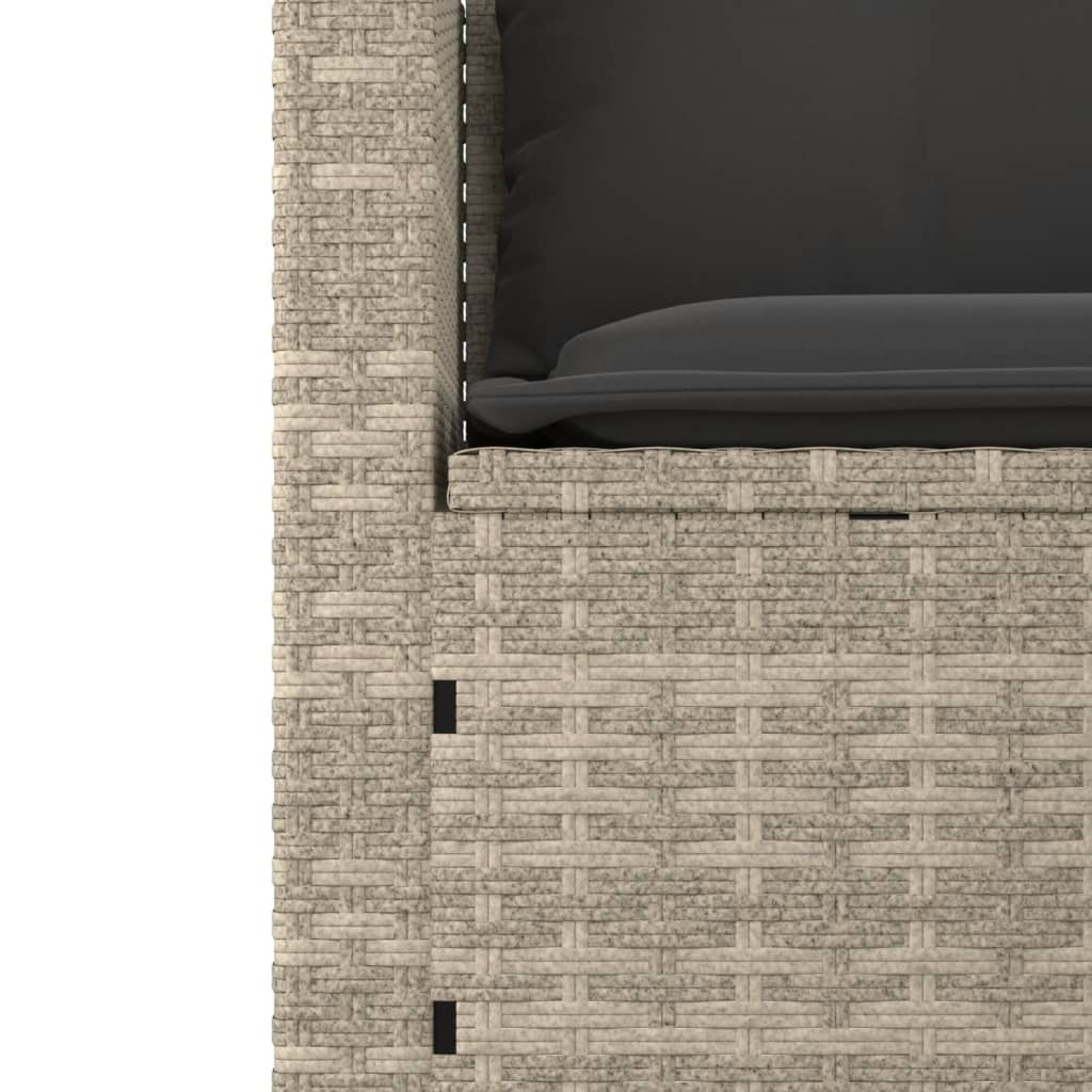 Set Divano da Giardino 3pz con Cuscini Grigio Chiaro Polyrattan