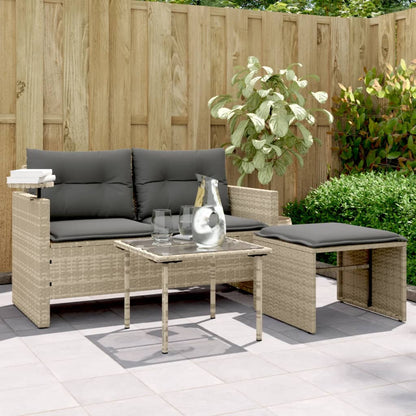 Set Divano da Giardino 3pz con Cuscini Grigio Chiaro Polyrattan | homemem39