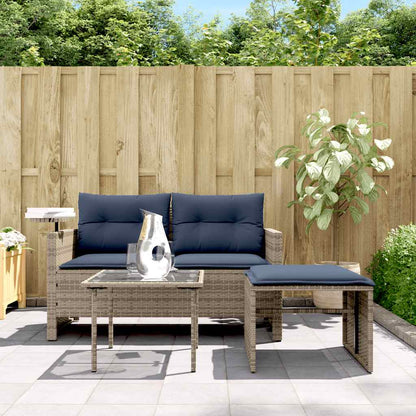 Set Divani da Giardino 3 pz con Cuscini Grigio in Polyrattan | homemem39