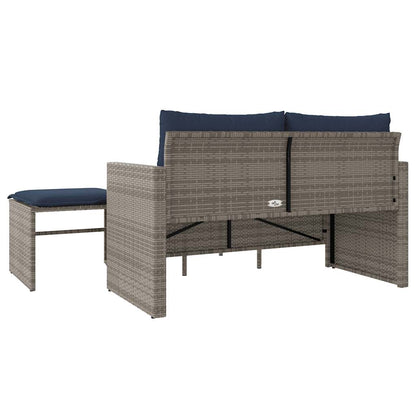 Set Divani da Giardino 3 pz con Cuscini Grigio in Polyrattan | homemem39