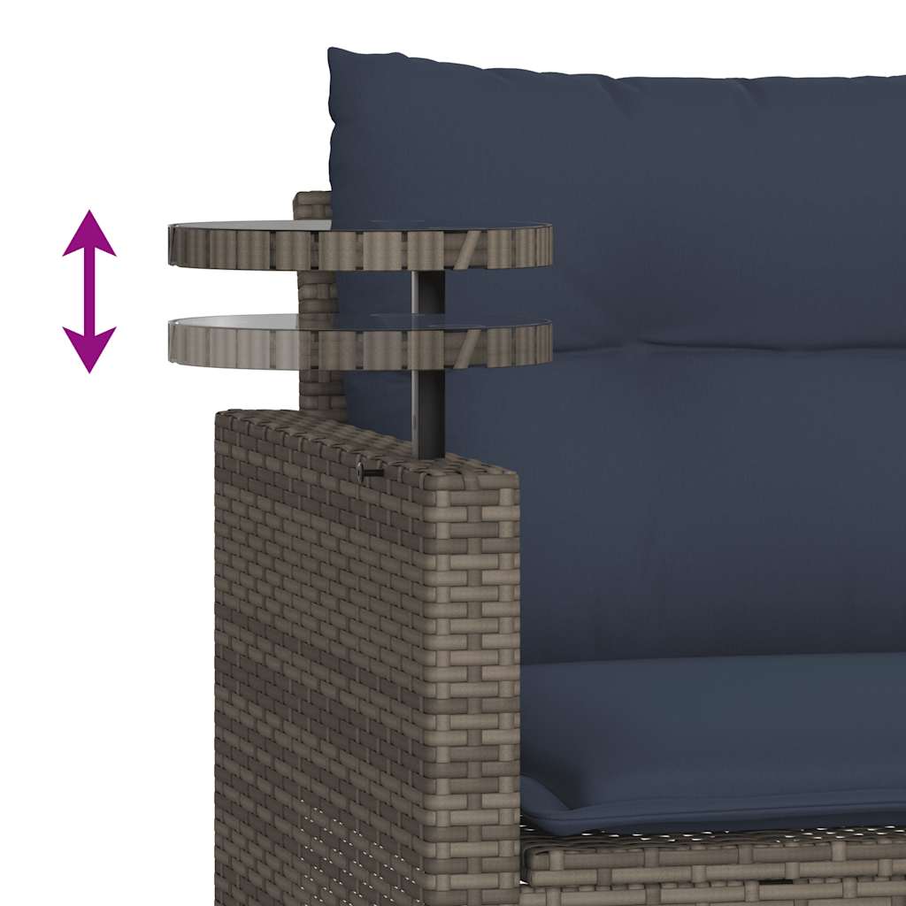 Set Divani da Giardino 3 pz con Cuscini Grigio in Polyrattan | homemem39