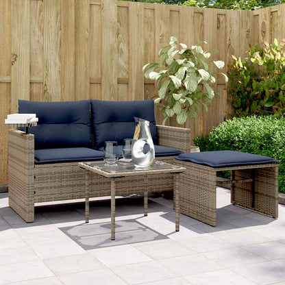 Set Divani da Giardino 3 pz con Cuscini Grigio in Polyrattan | homemem39