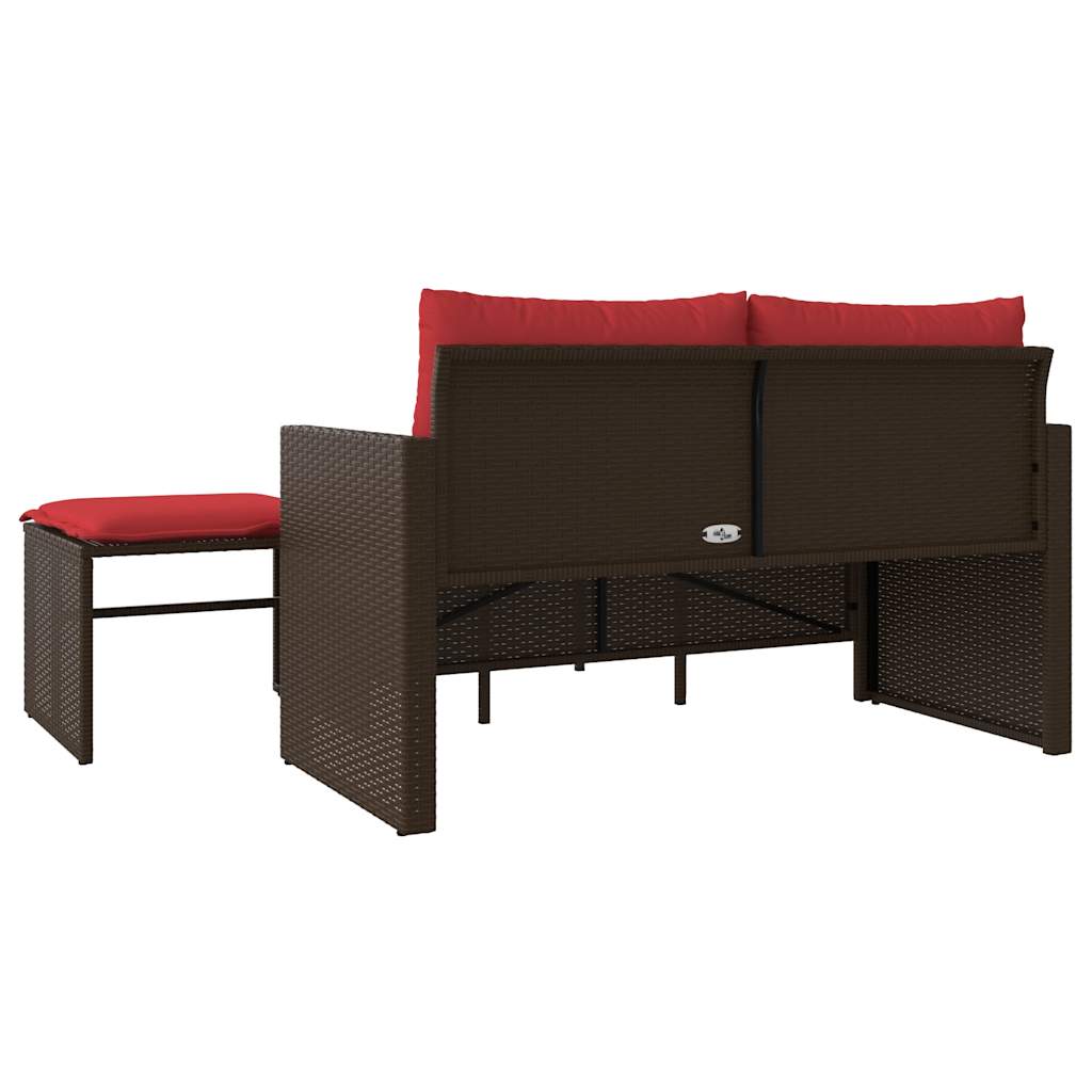 Set Divani da Giardino 3 pz con Cuscini Marrone in Polyrattan | homemem39