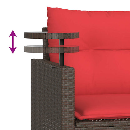 Set Divani da Giardino 3 pz con Cuscini Marrone in Polyrattan | homemem39