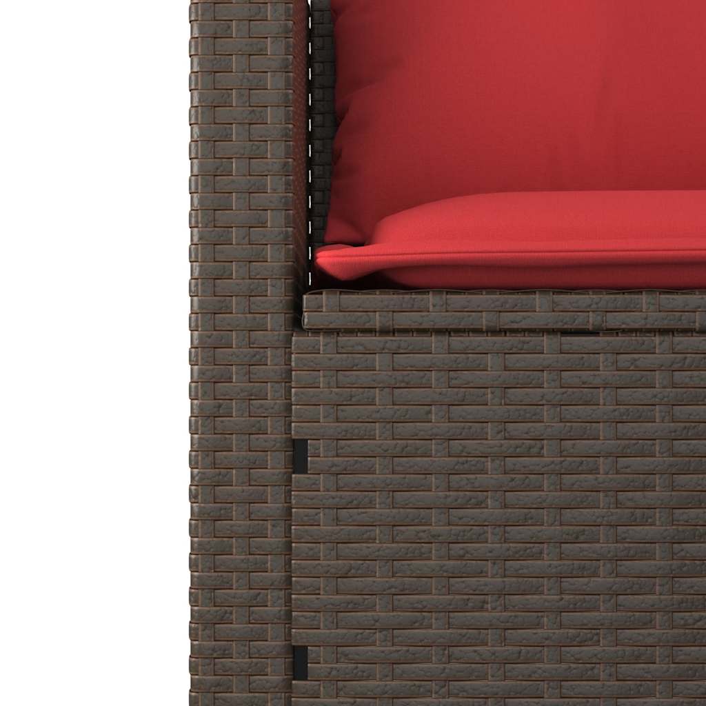 Set Divani da Giardino 3 pz con Cuscini Marrone in Polyrattan | homemem39