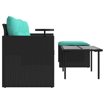 Set Divani da Giardino 3 pz con Cuscini Nero in Polyrattan | homemem39