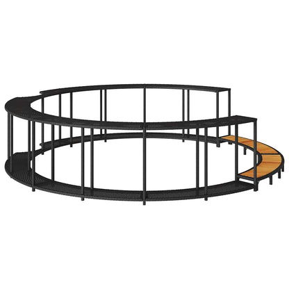 Bordo per Vasca da Spa con Portaoggetti&Gradino Polyrattan Nero - homemem39