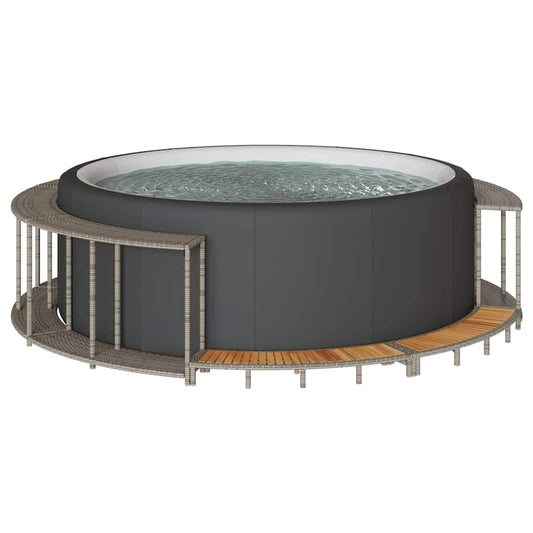Bordo per Vasca Spa con Portaoggetti&Gradino Polyrattan Grigio - homemem39