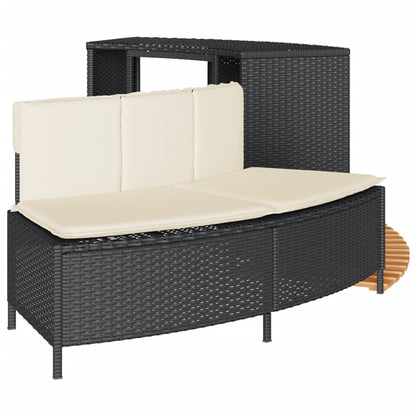 Bordo per Spa Nero in Polyrattan e Legno Massello di Acacia | homemem39