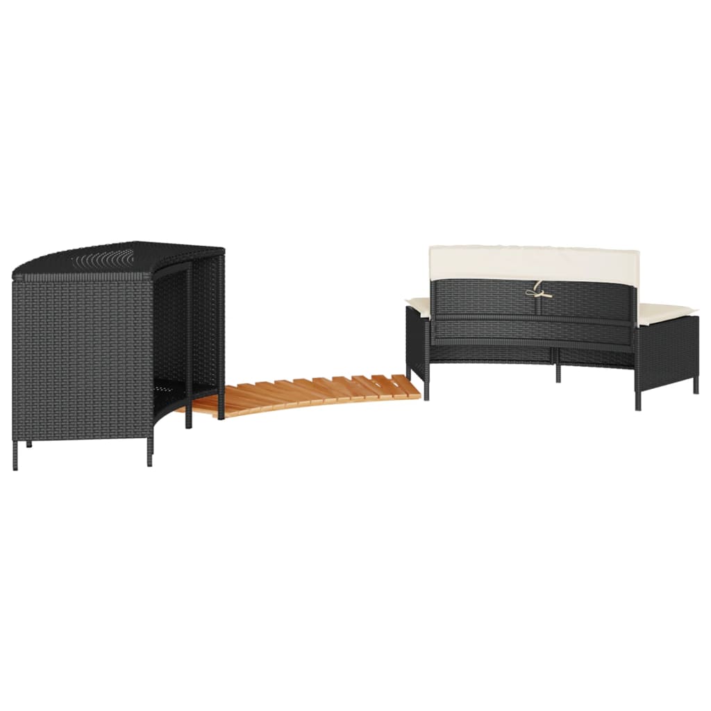 Bordo per Spa Nero in Polyrattan e Legno Massello di Acacia | homemem39