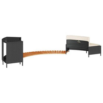 Bordo per Spa Nero in Polyrattan e Legno Massello di Acacia - homemem39