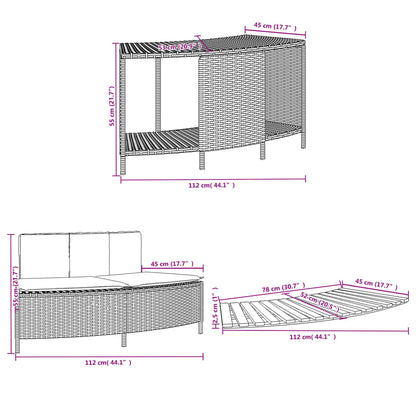 Bordo per Spa Nero in Polyrattan e Legno Massello di Acacia - homemem39