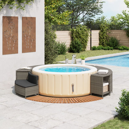 Bordo per Spa Grigio in Polyrattan e Legno Massello di Acacia - homemem39