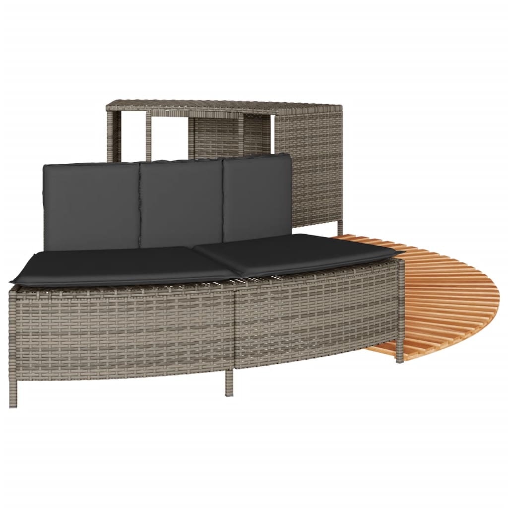 Bordo per Spa Grigio in Polyrattan e Legno Massello di Acacia - homemem39
