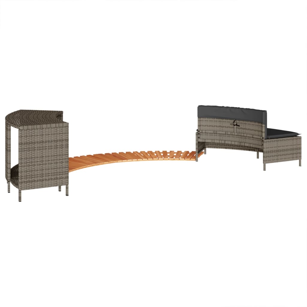 Bordo per Spa Grigio in Polyrattan e Legno Massello di Acacia - homemem39