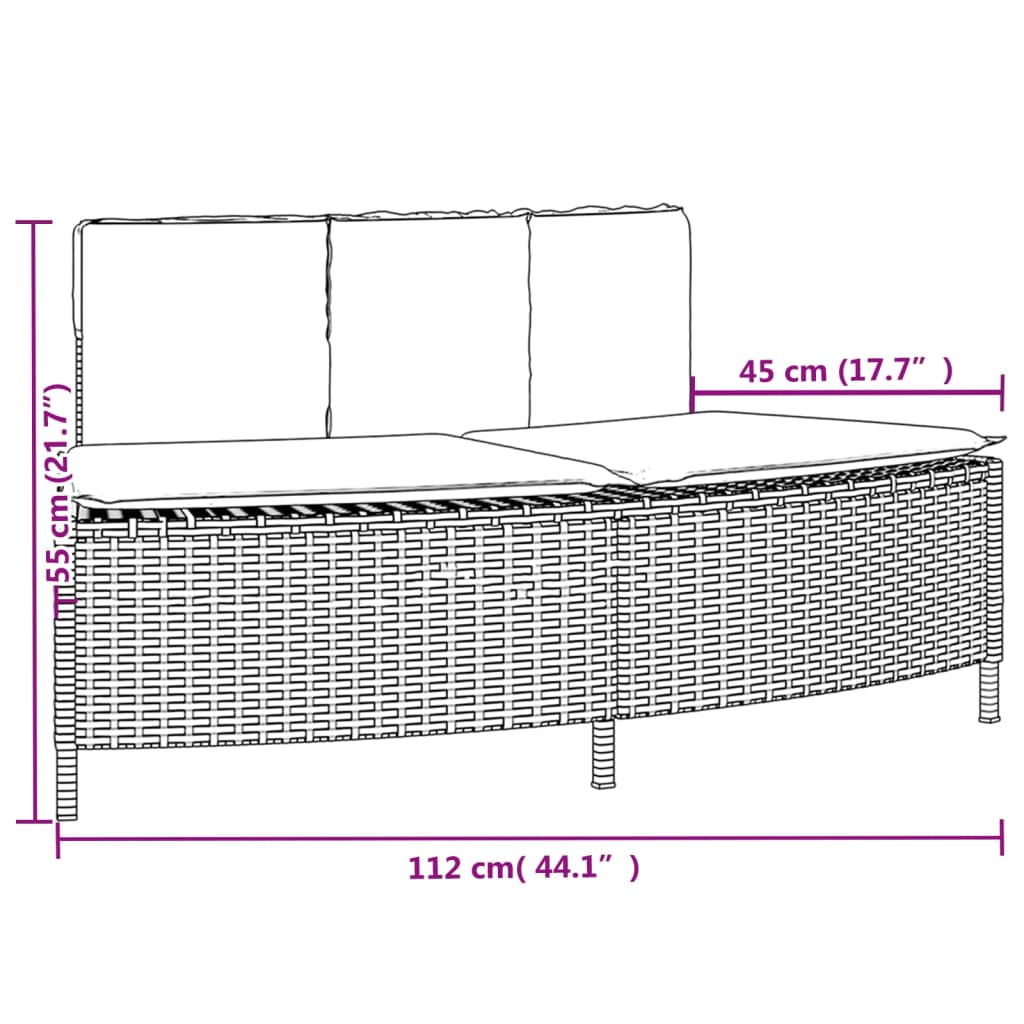 Panche Vasca Idromassaggio con Cuscini 2pz in Polyrattan Grigio