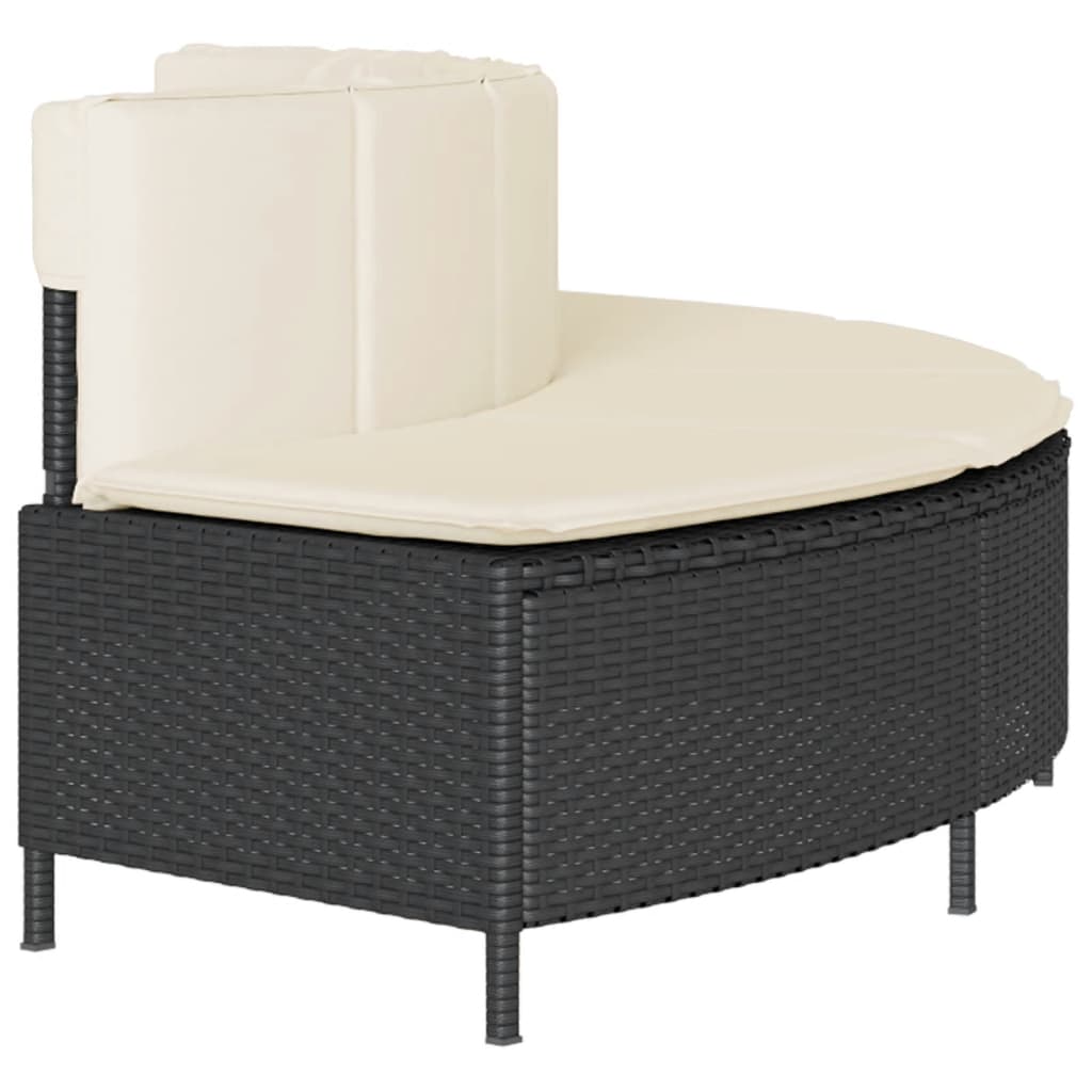 Panche Vasca Idromassaggio con Cuscini 2pz in Polyrattan Nero