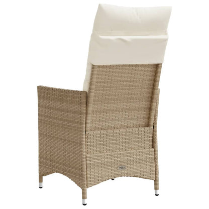 Sedia Reclinabile da Giardino con Cuscini Beige in Polyrattan