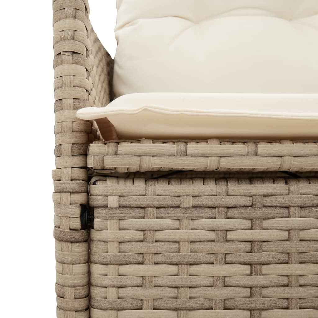 Sedia Reclinabile da Giardino con Cuscini Beige in Polyrattan