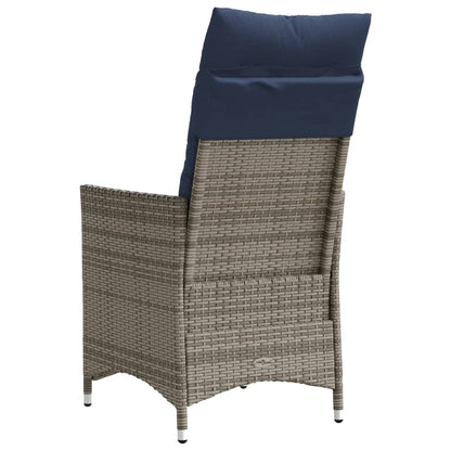 Sedia da giardino reclinabile con cuscini grigia in polyrattan