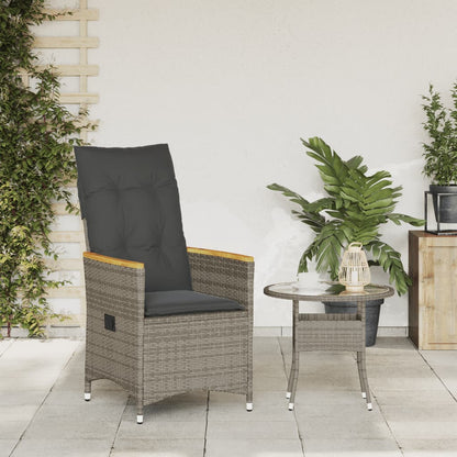Sedia Reclinabile da Giardino con Cuscini Grigia in Polyrattan - homemem39