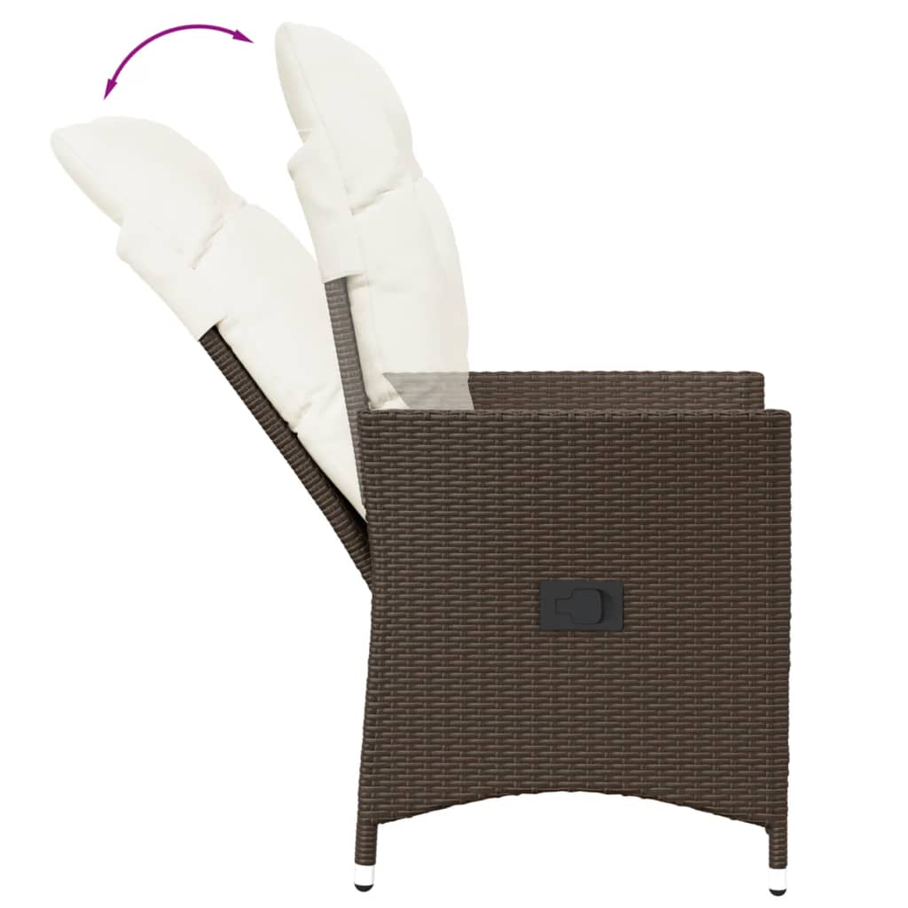 Sedie Reclinabili Giardino 2pz con Cuscini Marrone Polyrattan - homemem39