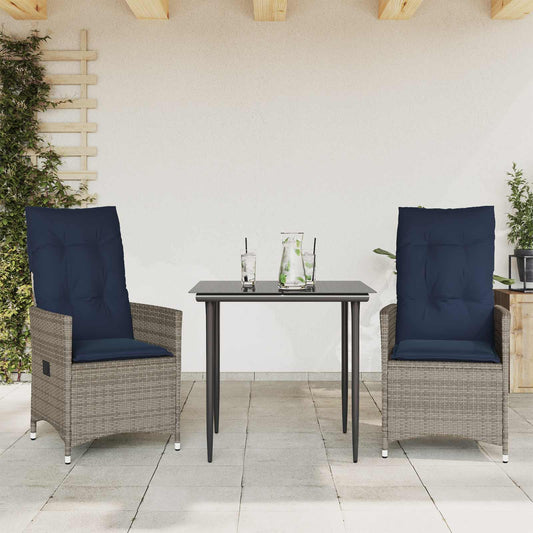 Sedie da giardino reclinabili 2 pz con cuscini grigie | homemem39