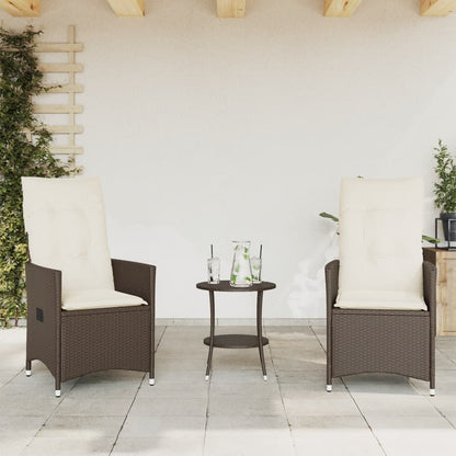 Set Bistrò 3 pz con Cuscini Marrone in Polyrattan