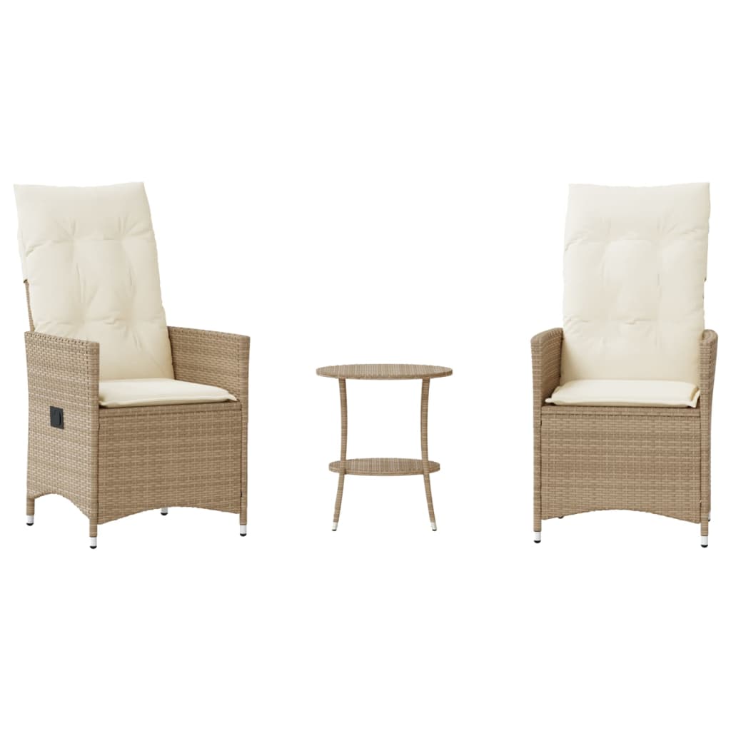 Set da Bistrò 3 pz con Cuscini Beige in Polyrattan - homemem39