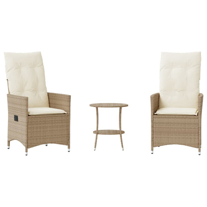 Set da Bistrò 3 pz con Cuscini Beige in Polyrattan - homemem39